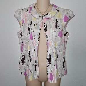 Viola Vintage Style Fashion Print Peter Pan Collar Blouse